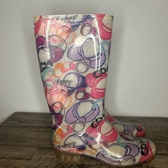 Coach rain boots | Depop Coach poppy rain boots display picture 1